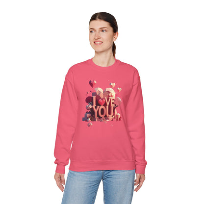 Unisex Heart Love Sweatshirt Floral Valentines Day Cotton Poly Fifty Fifty Blend