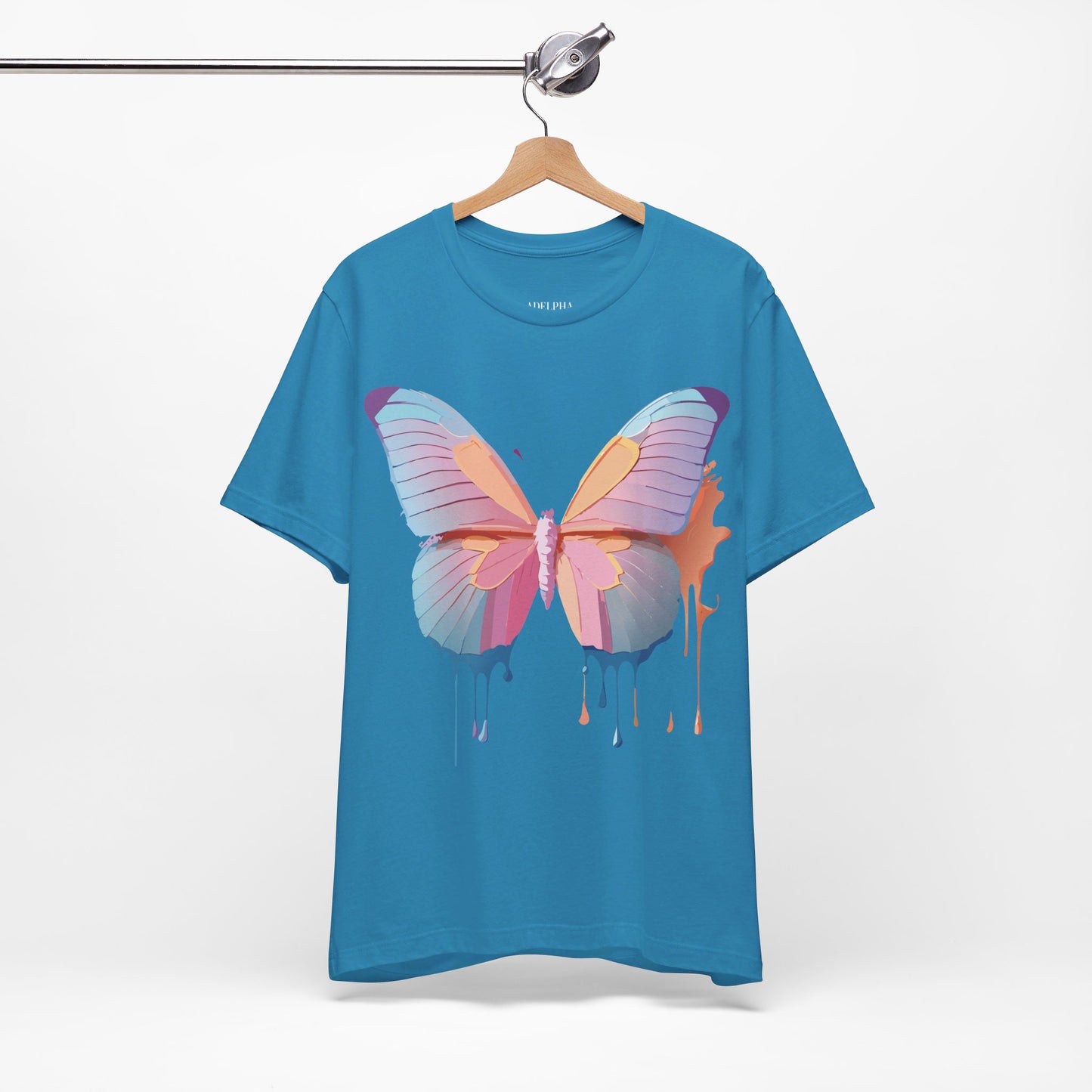 Natural Cotton Tee Shirt with Butterfly