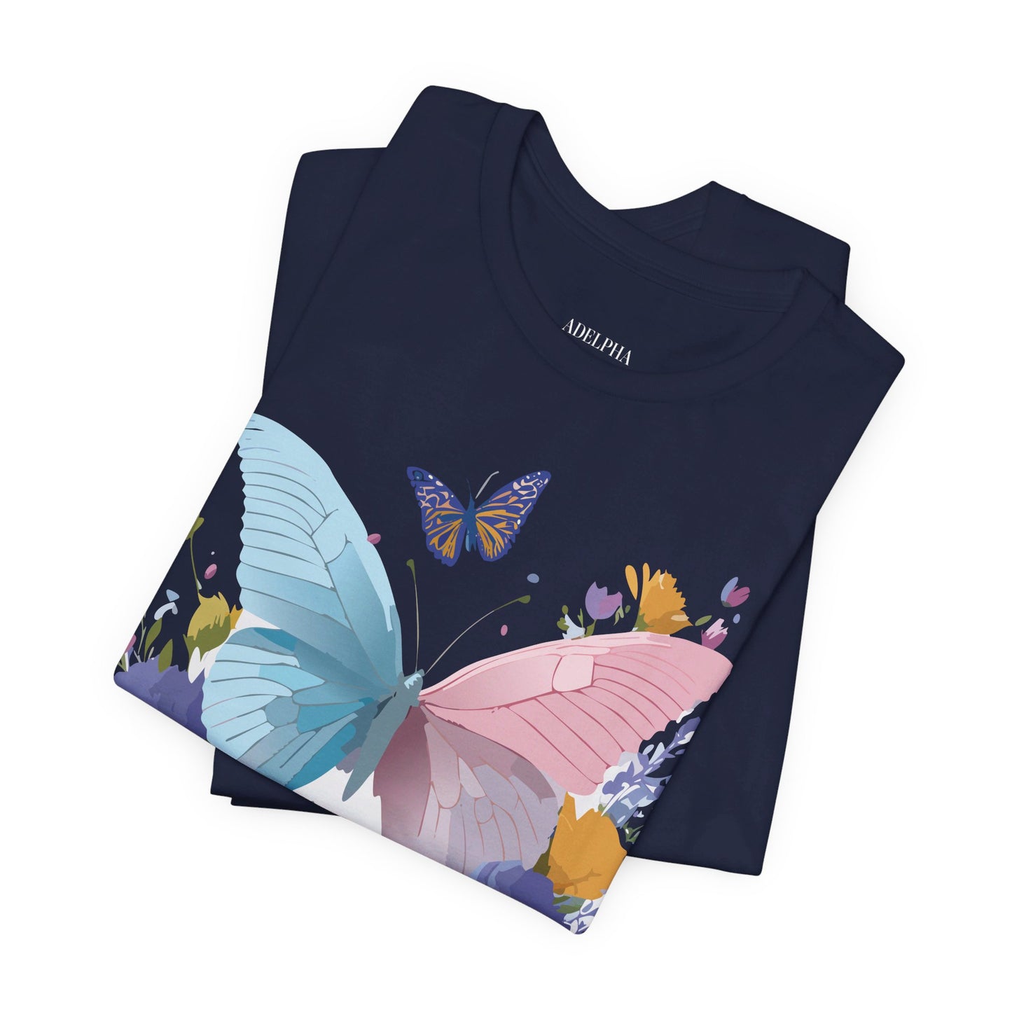 Natural Cotton Tee Shirt with Butterfly