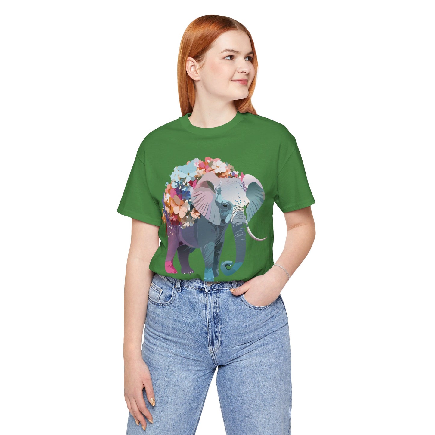 T-shirt en coton naturel avec motif éléphant