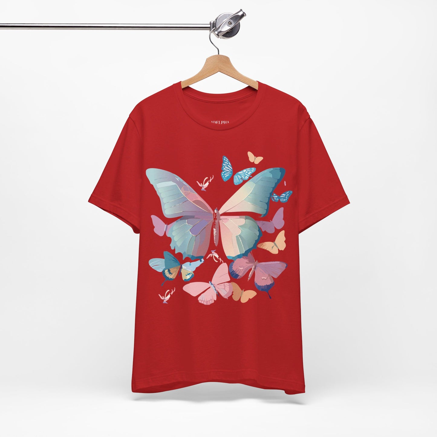 Natural Cotton Tee Shirt with Butterfly