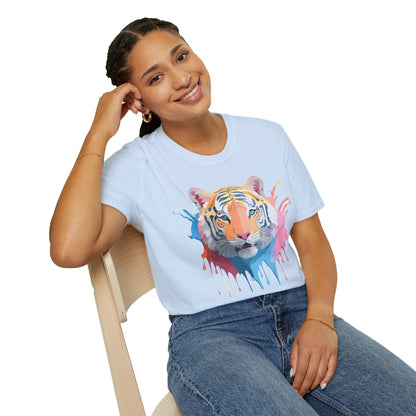 Tiger Print Unisex Softstyle T Shirt Gildan 64000 Comfort Tee