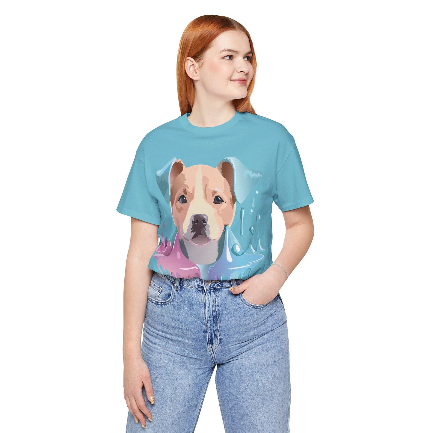 Natural Cotton Tee Shirt with Dog