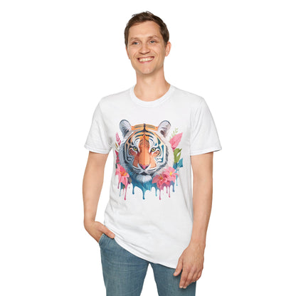 Tiger Print Unisex Softstyle T Shirt Short Sleeve Gildan 64000 Tee