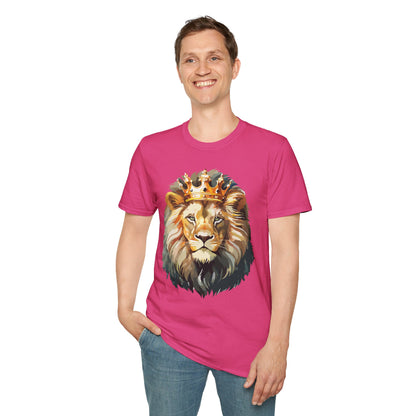 Unisex Lion Print T Shirt Softstyle 64000 One Hundred Percent Ring Spun Cotton