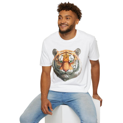 Tiger Print Shirt Unisex Animal Tee Gildan Softstyle 64000 Cotton Comfort