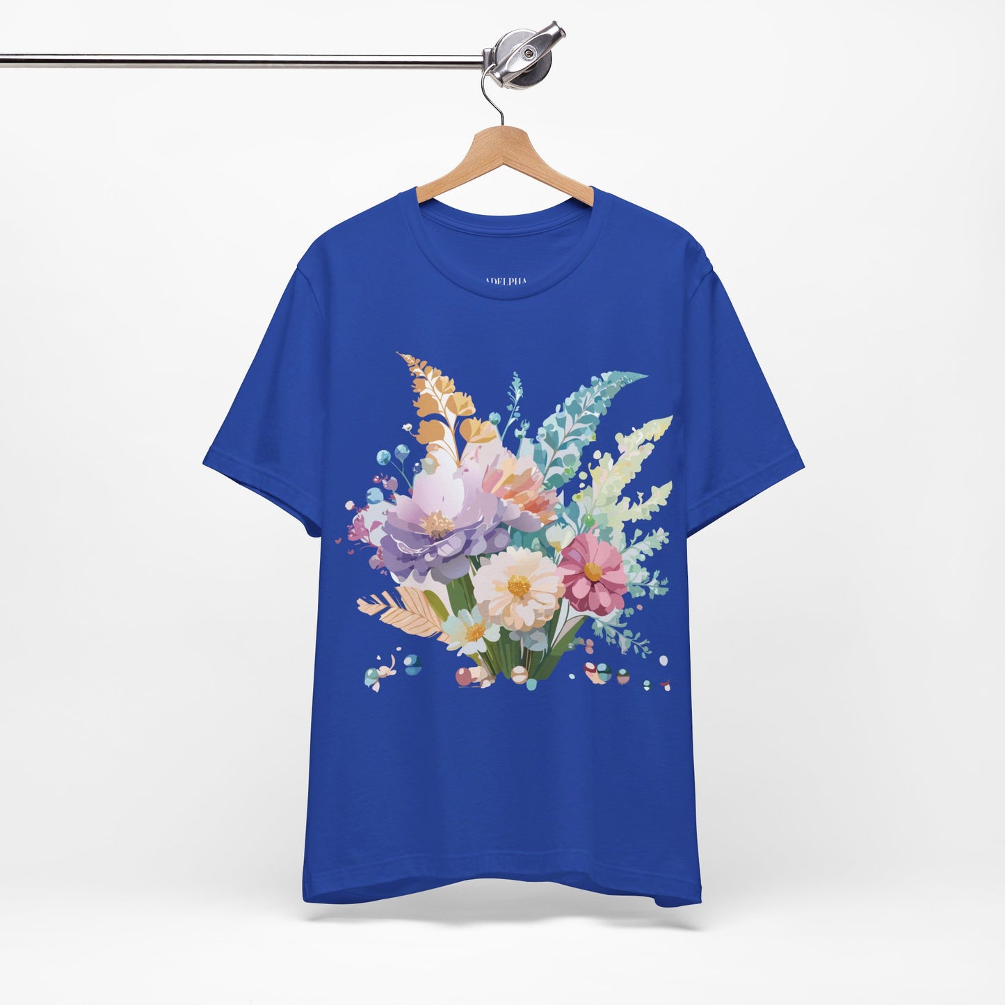 Natural Cotton Tee Shirt with Flowers