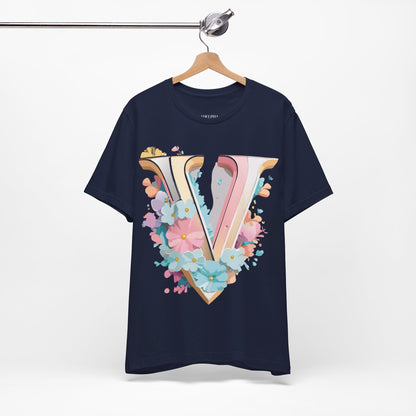 Natural Cotton Tee Shirt - Letters Collection - V Printify