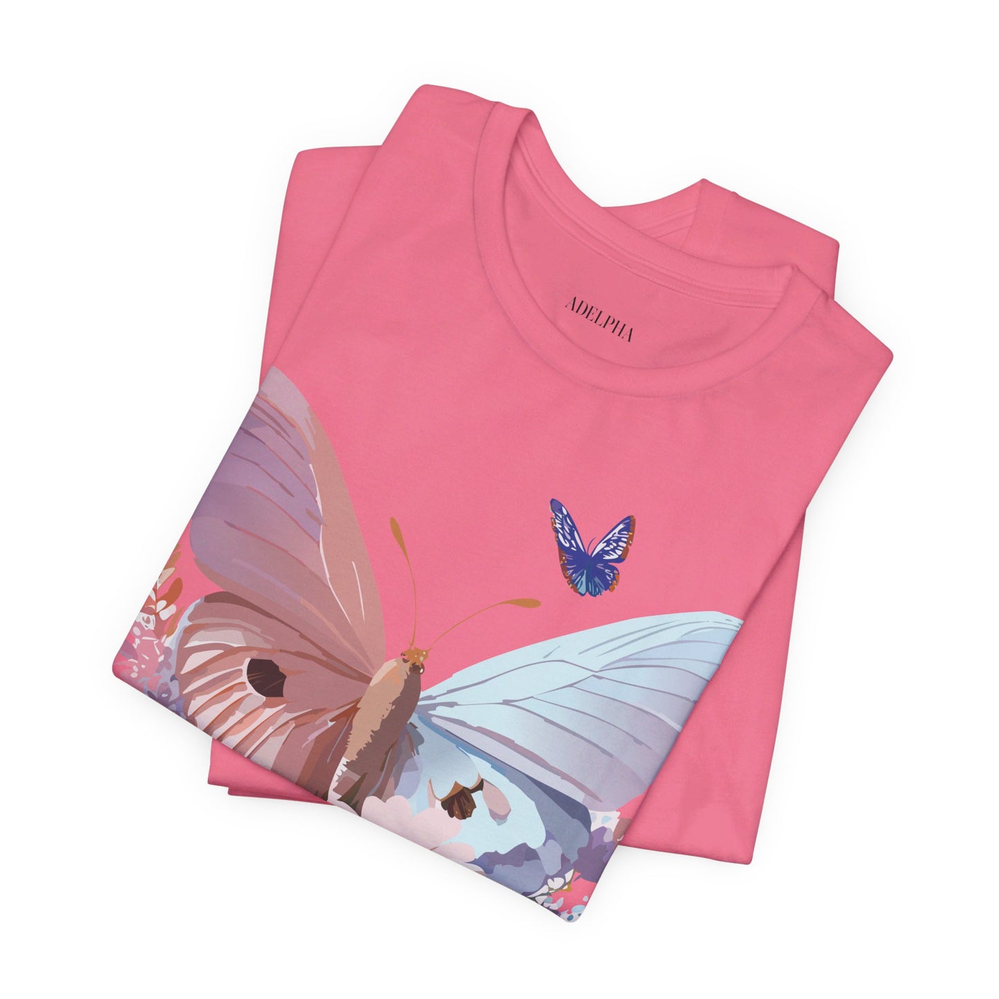 Natural Cotton Tee Shirt with Butterfly