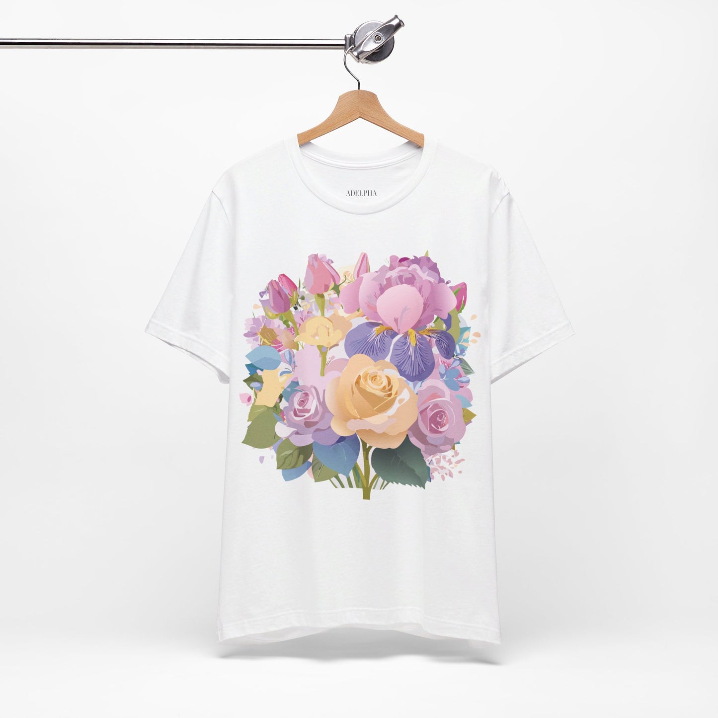 T-shirt en coton naturel avec fleurs