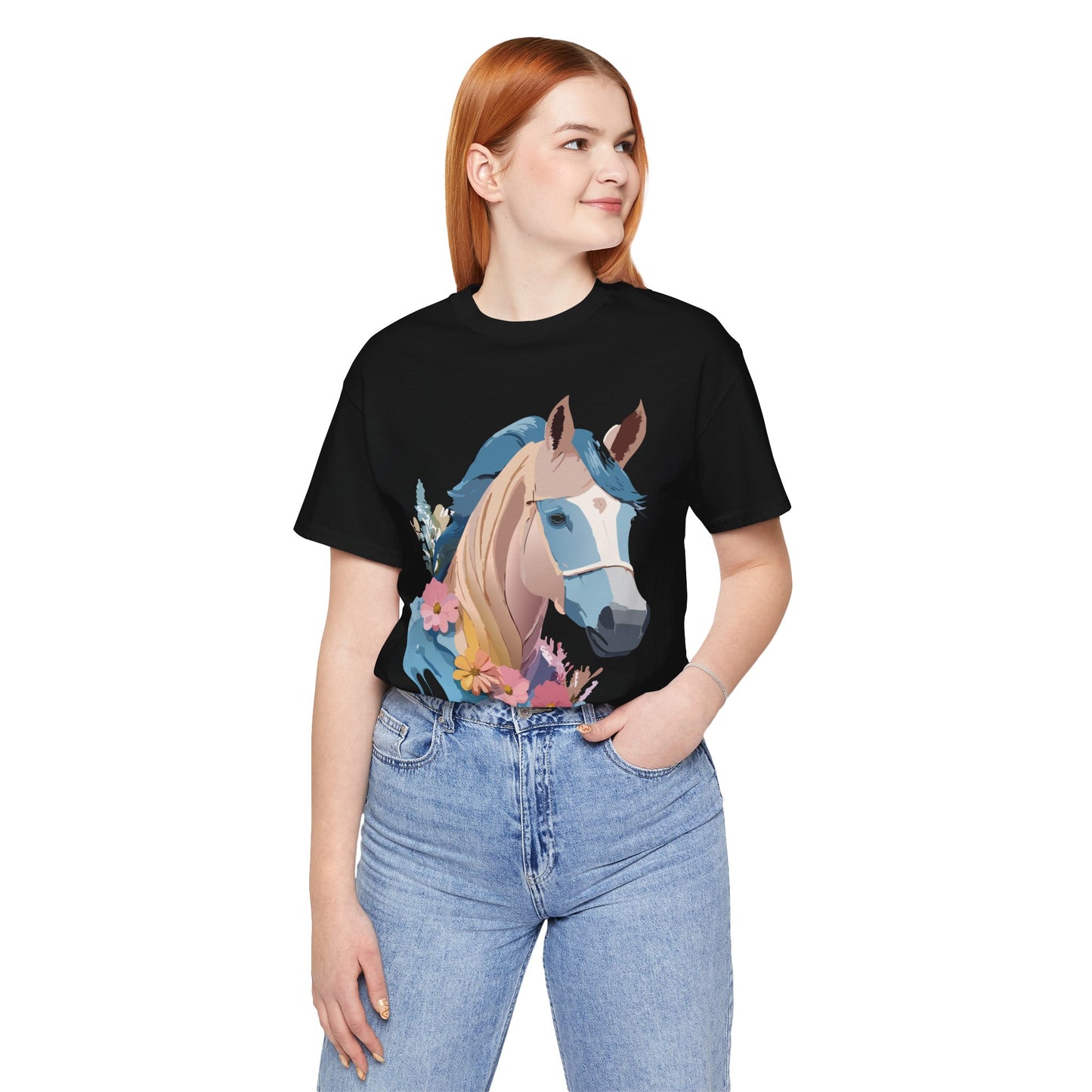 Natural Cotton Tee Shirt with Horse