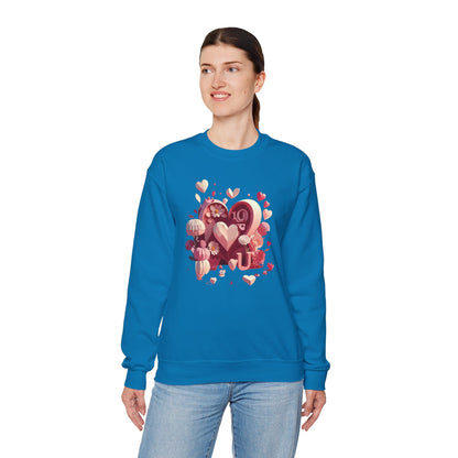 Unisex Floral Big Heart Sweatshirt Love Floral Valentine Day Cotton Poly Blend