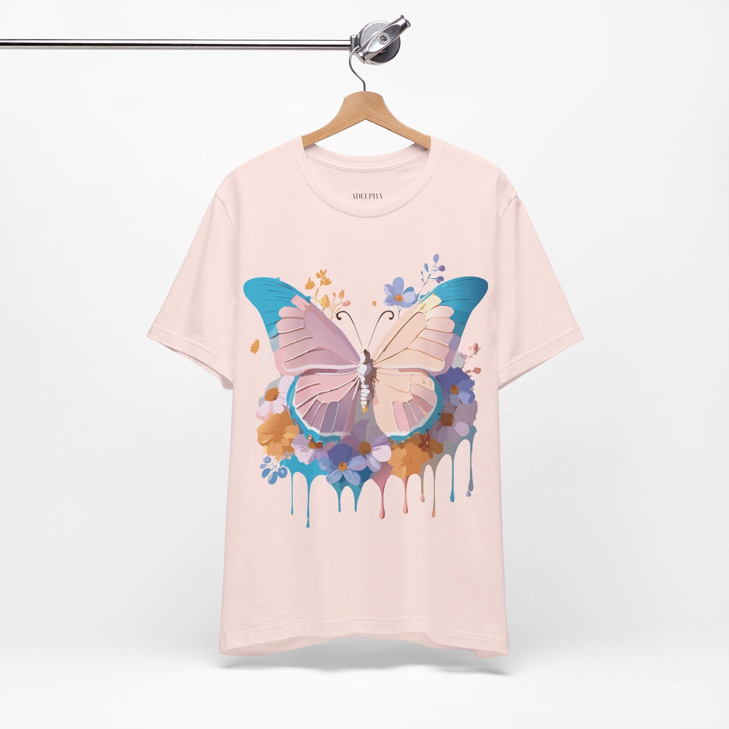 Natural Cotton Tee Shirt with Butterfly