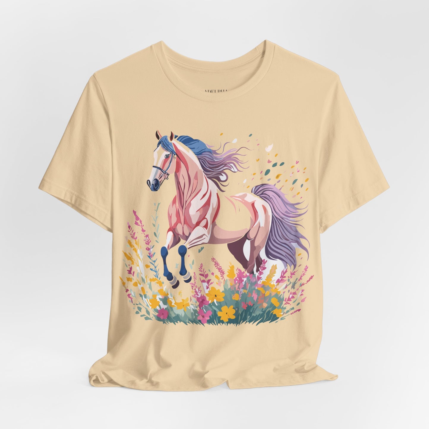 Natural Cotton Tee Shirt with Horse