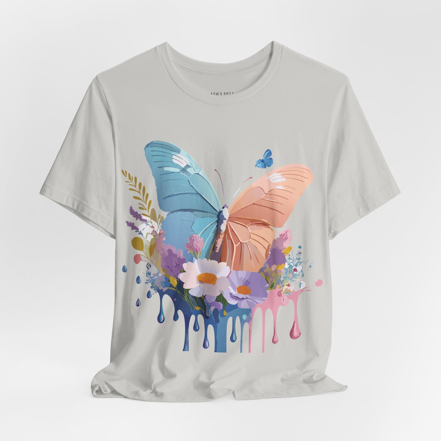 Natural Cotton Tee Shirt with Butterfly