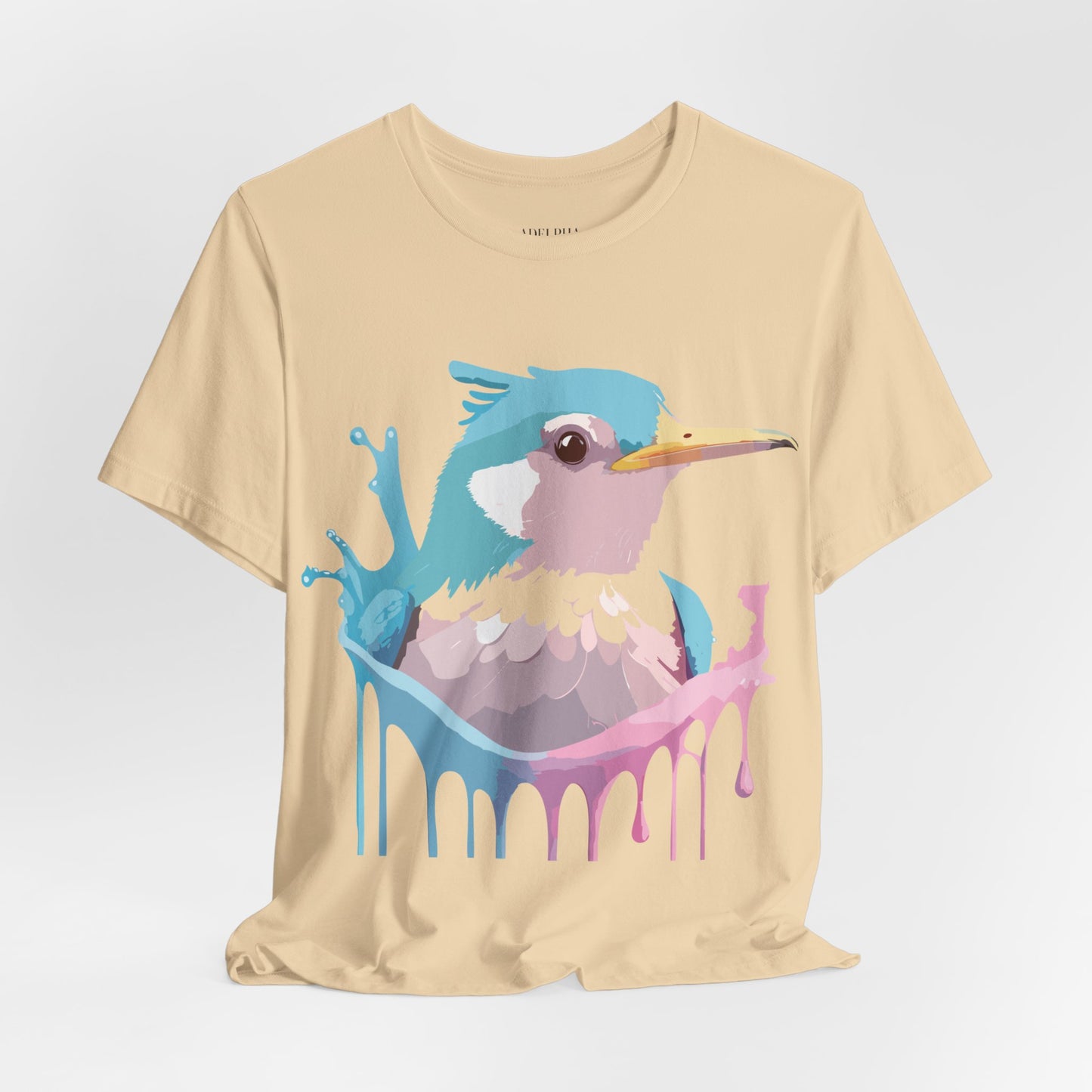 Natural Cotton Tee Shirt with Bird