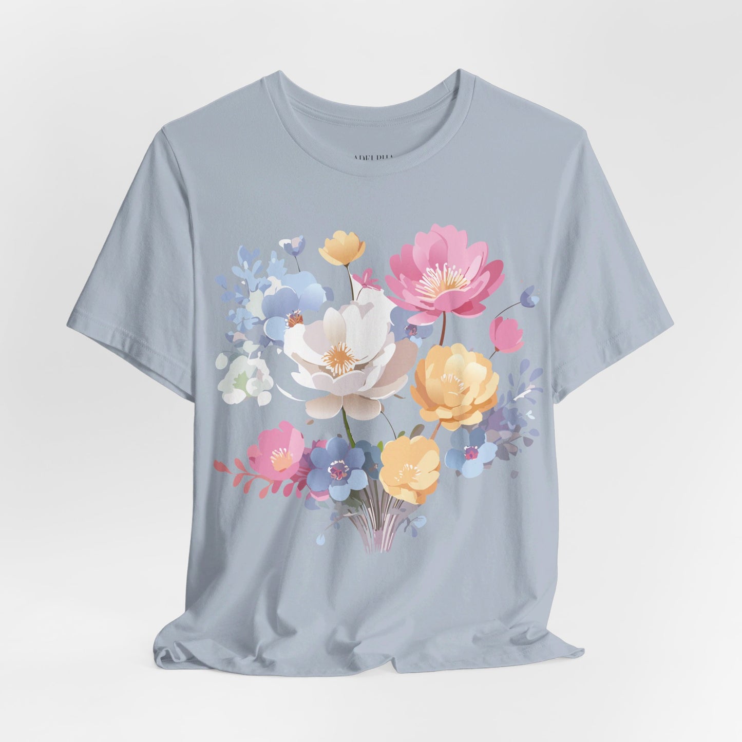 Natural Cotton Tee Shirt with Flowers