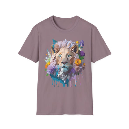 Unisex Lion Shirt Floral Lion Tee Animal Print Tee Gildan 64000
