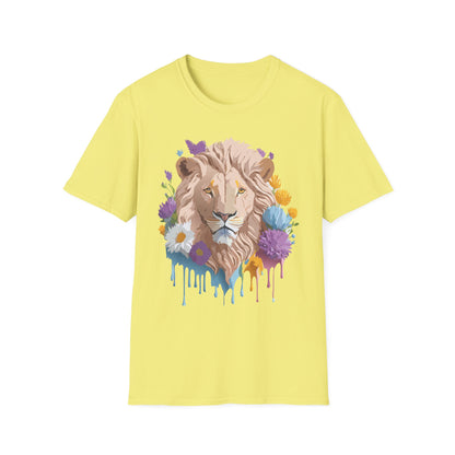 Lion Shirt Unisex Floral Lion Tee Gildan Softstyle 64000 Short Sleeve