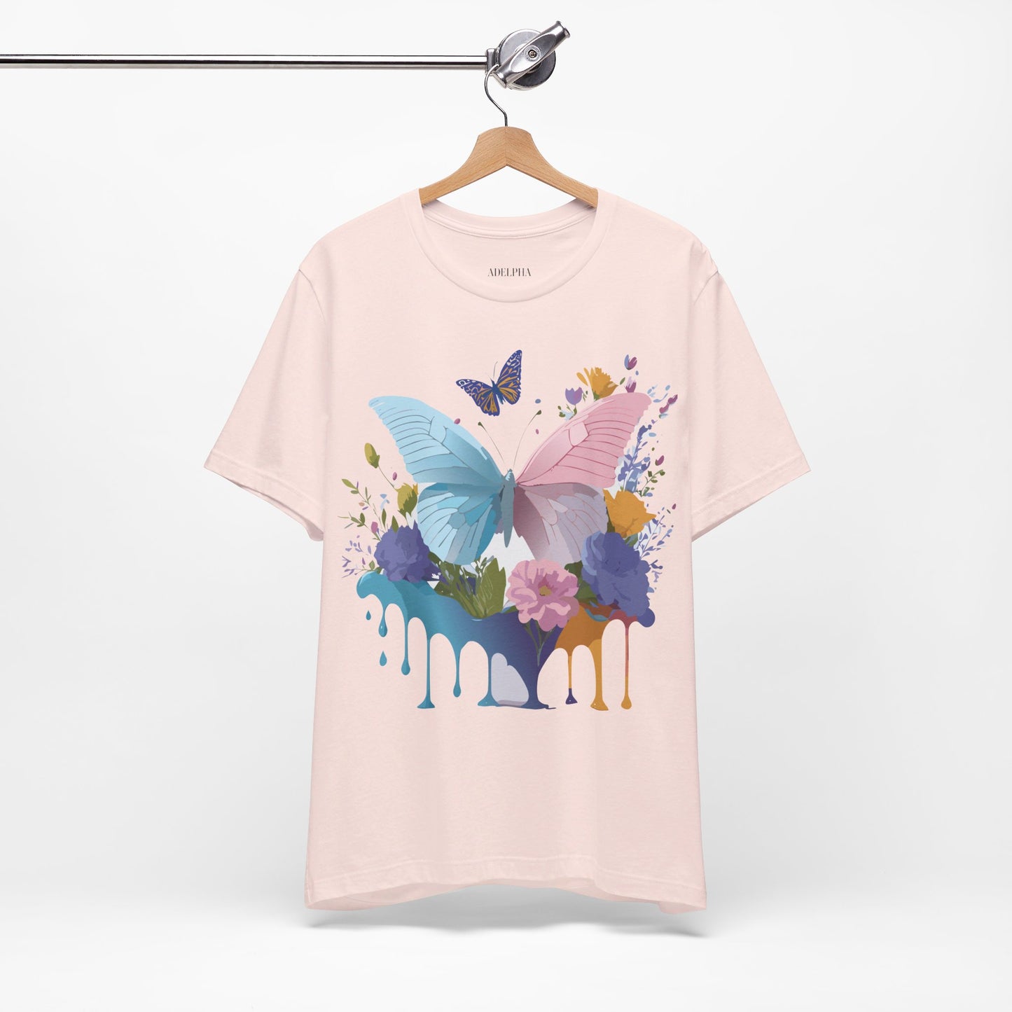 Natural Cotton Tee Shirt with Butterfly