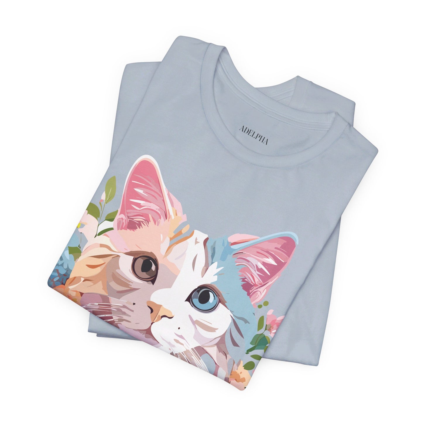 Natural Cotton Tee Shirt with Cat