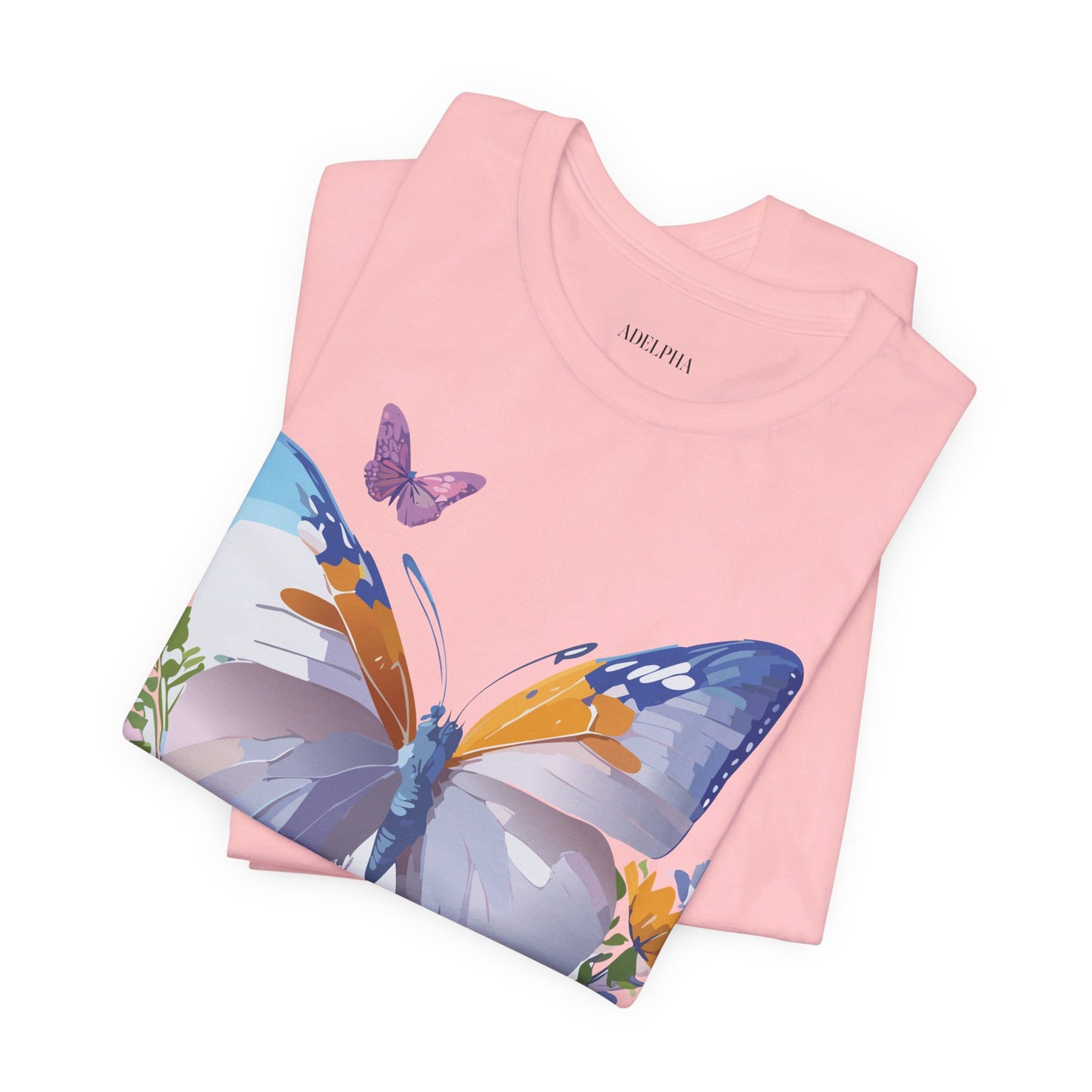 Natural Cotton Tee Shirt with Butterfly