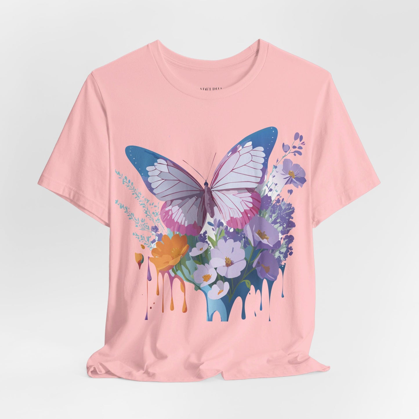 Natural Cotton Tee Shirt with Butterfly