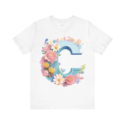 Natural Cotton Tee Shirt - Letters Collection - C Printify