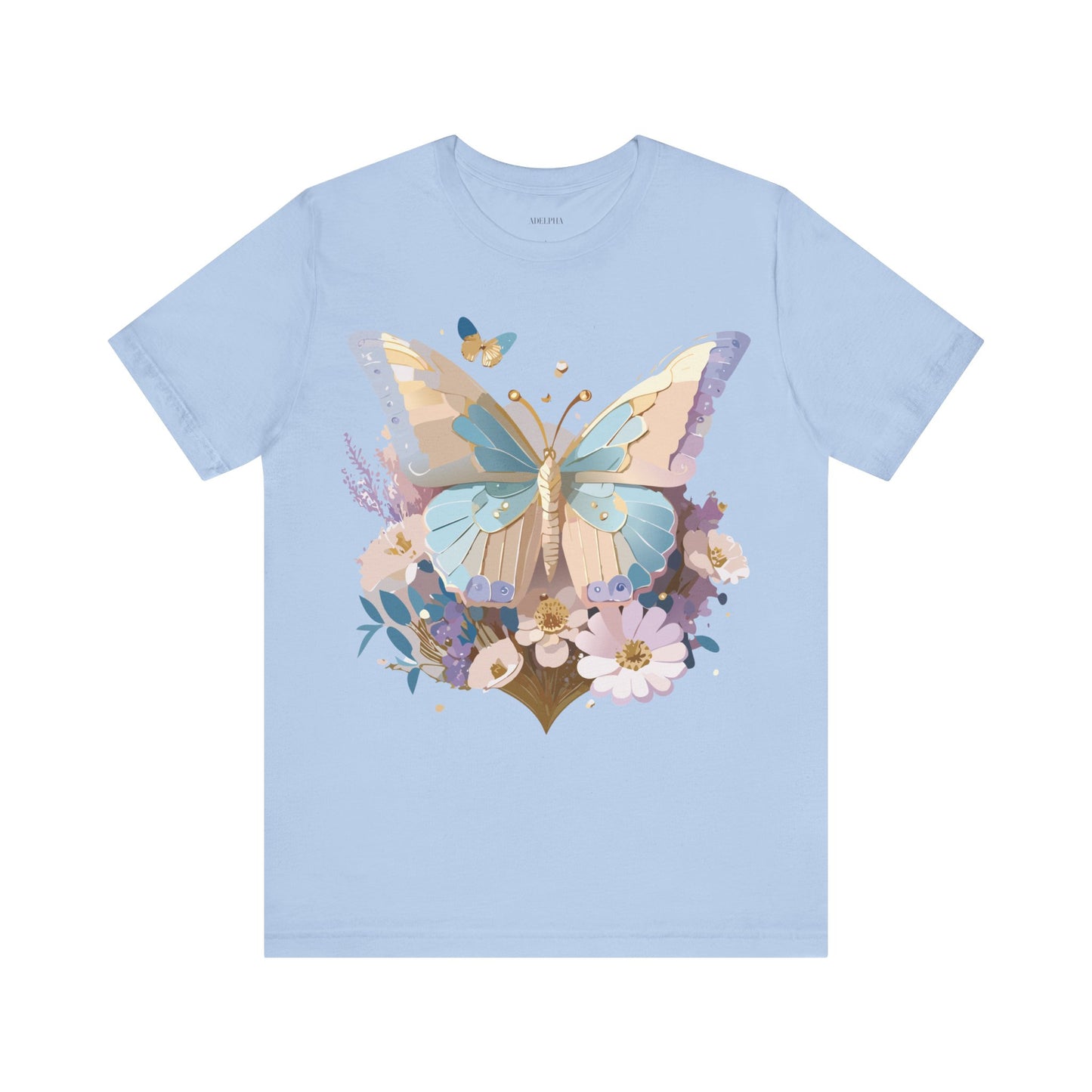 Natural Cotton Tee Shirt with Butterfly