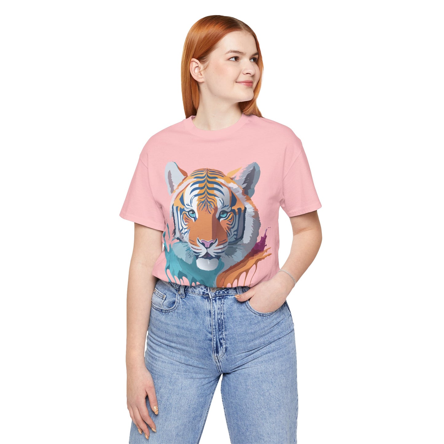 Natural Cotton Tee Shirt with Tiger