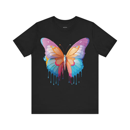 Natural Cotton Tee Shirt with Butterfly