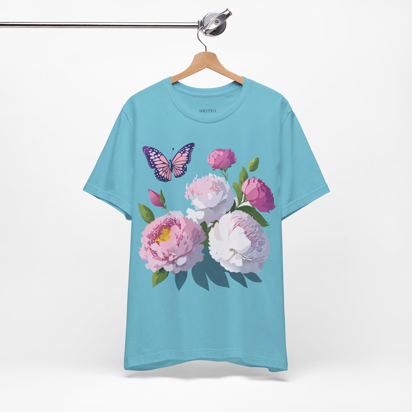 Natural Cotton Tee Shirt with Flowers