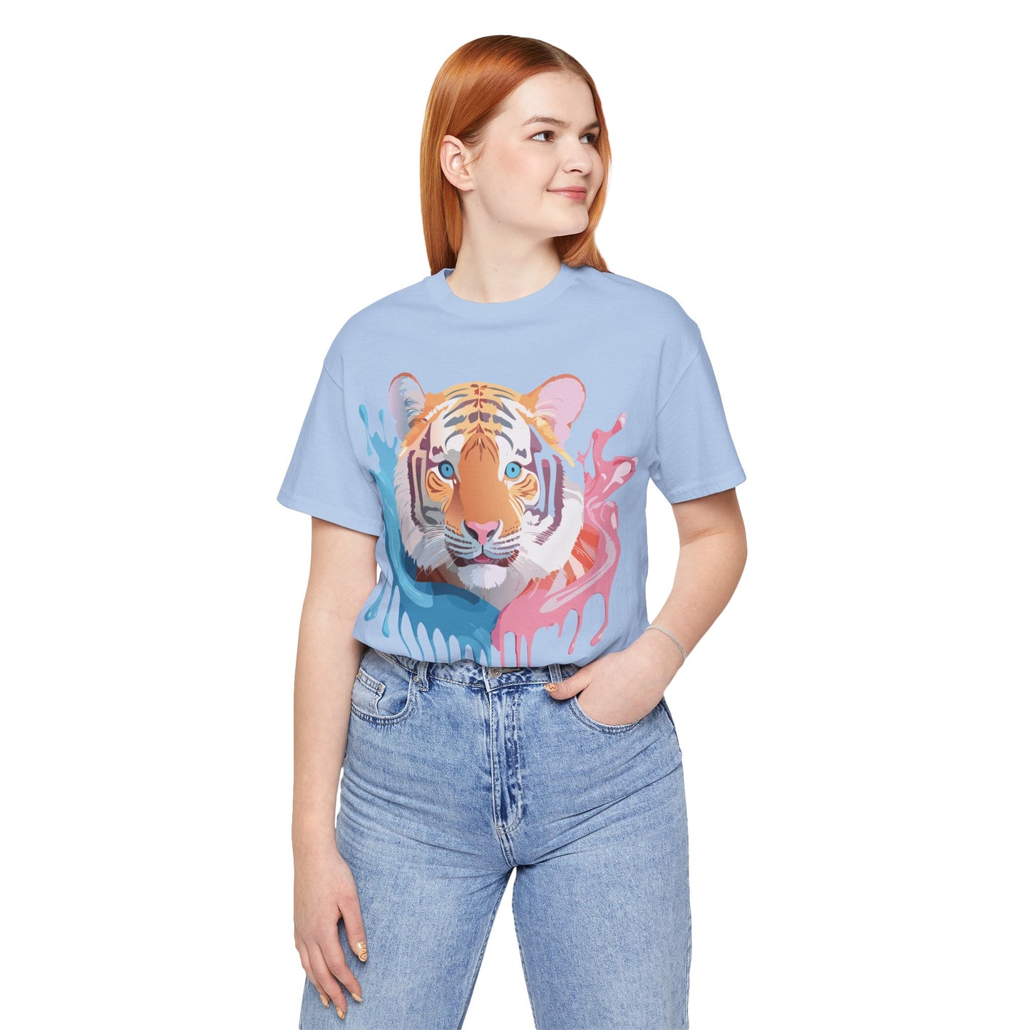 Natural Cotton Tee Shirt with Tiger