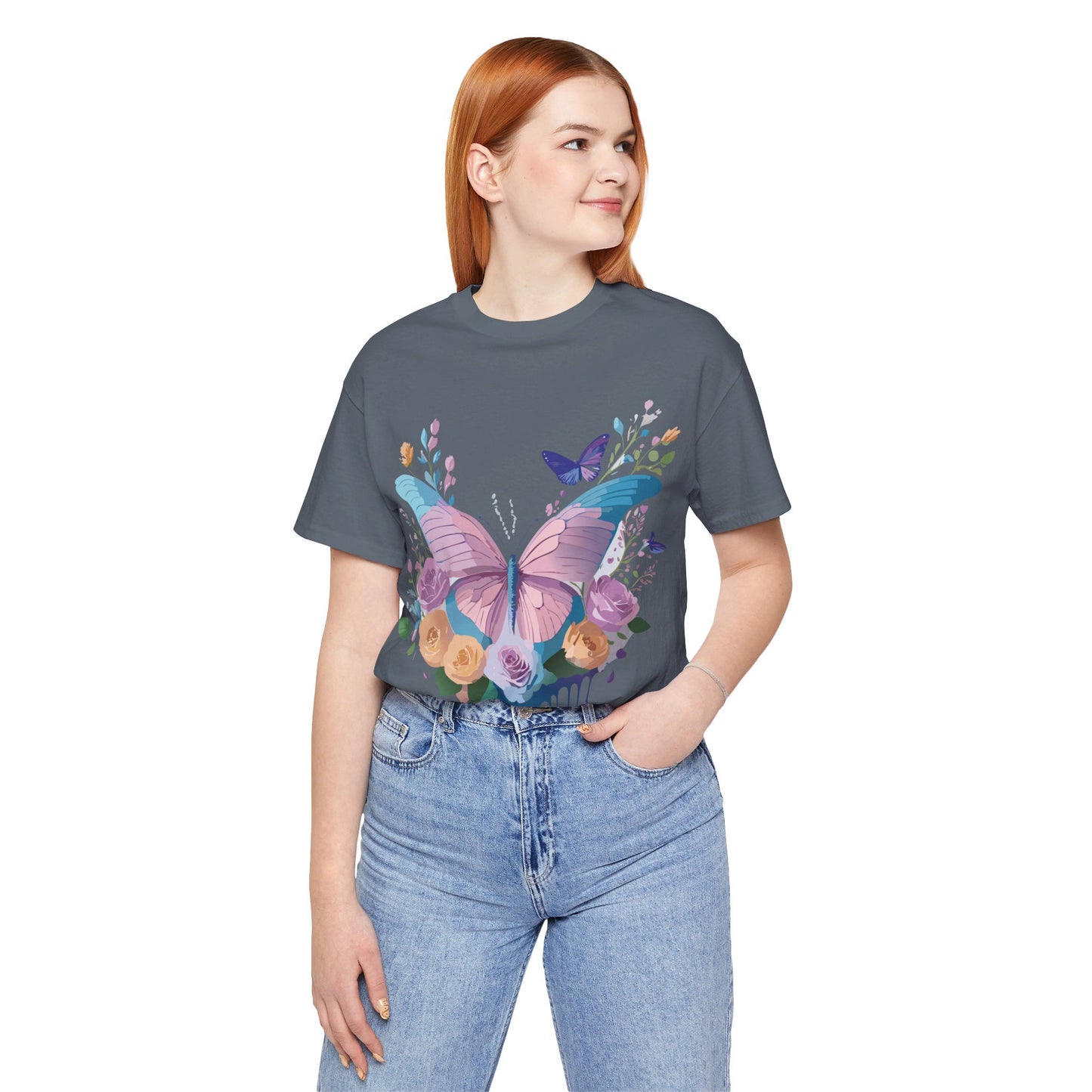 T-shirt en coton naturel avec papillon