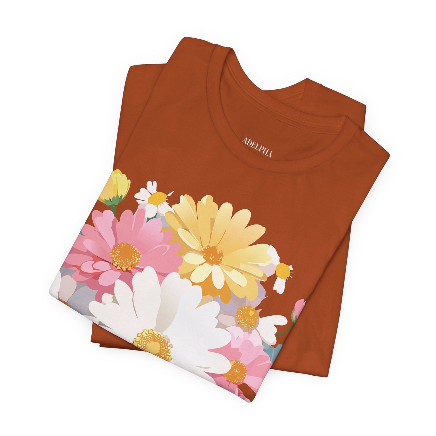 T-shirt en coton naturel avec fleurs