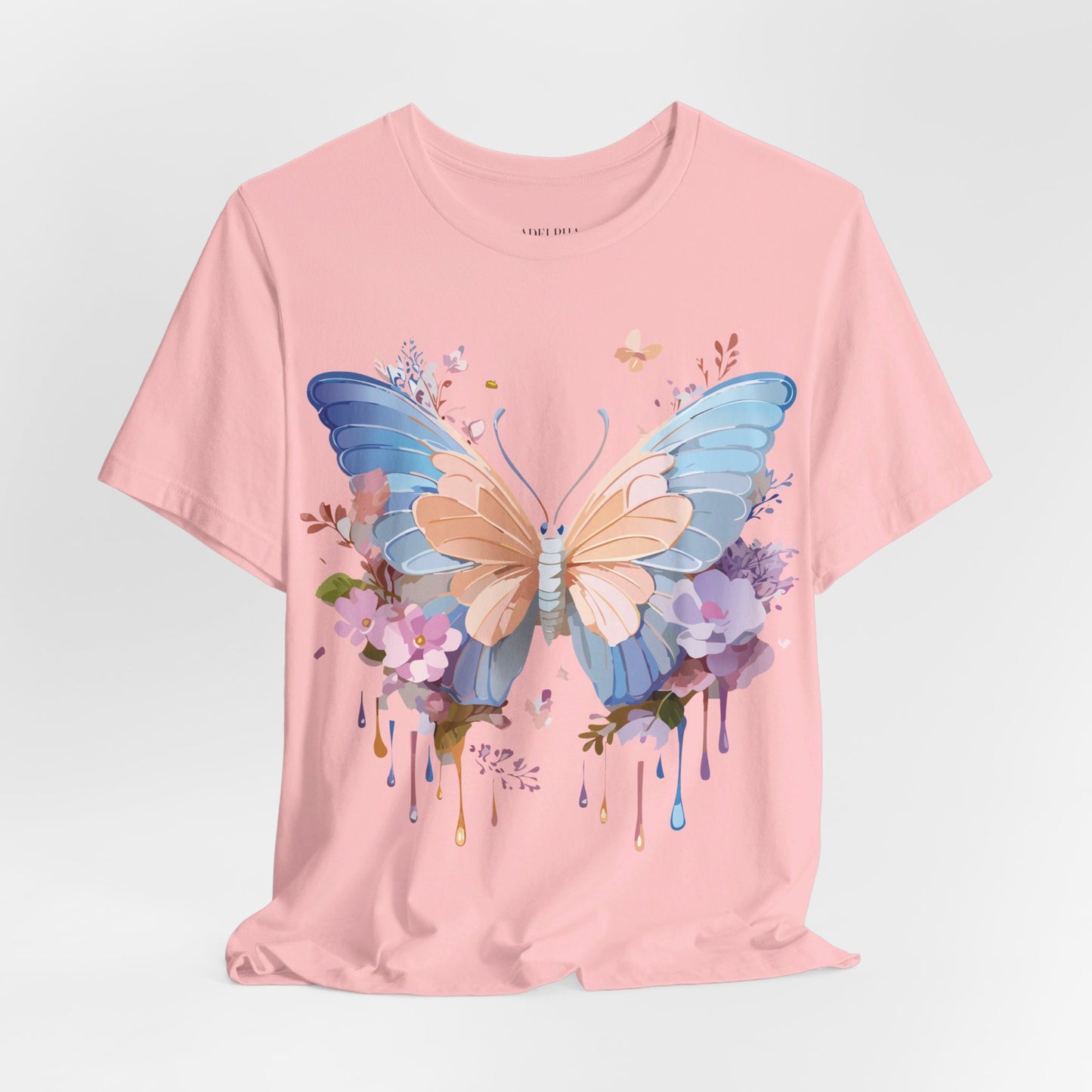 Natural Cotton Tee Shirt with Butterfly