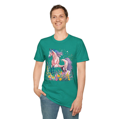 Horse Shirt Unisex Tee Animal Print Gildan Softstyle 64000 Ring Spun Cotton