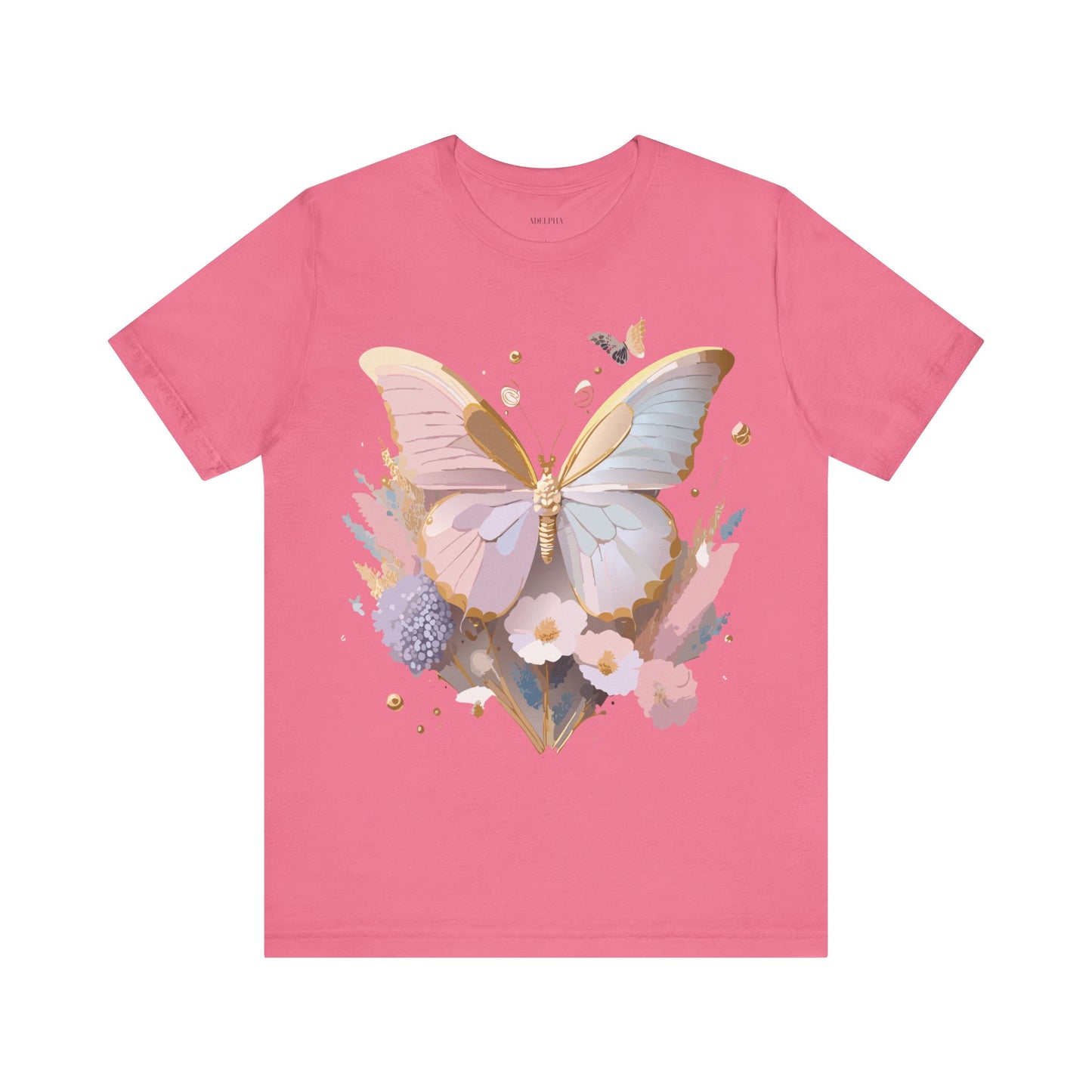 Natural Cotton Tee Shirt with Butterfly