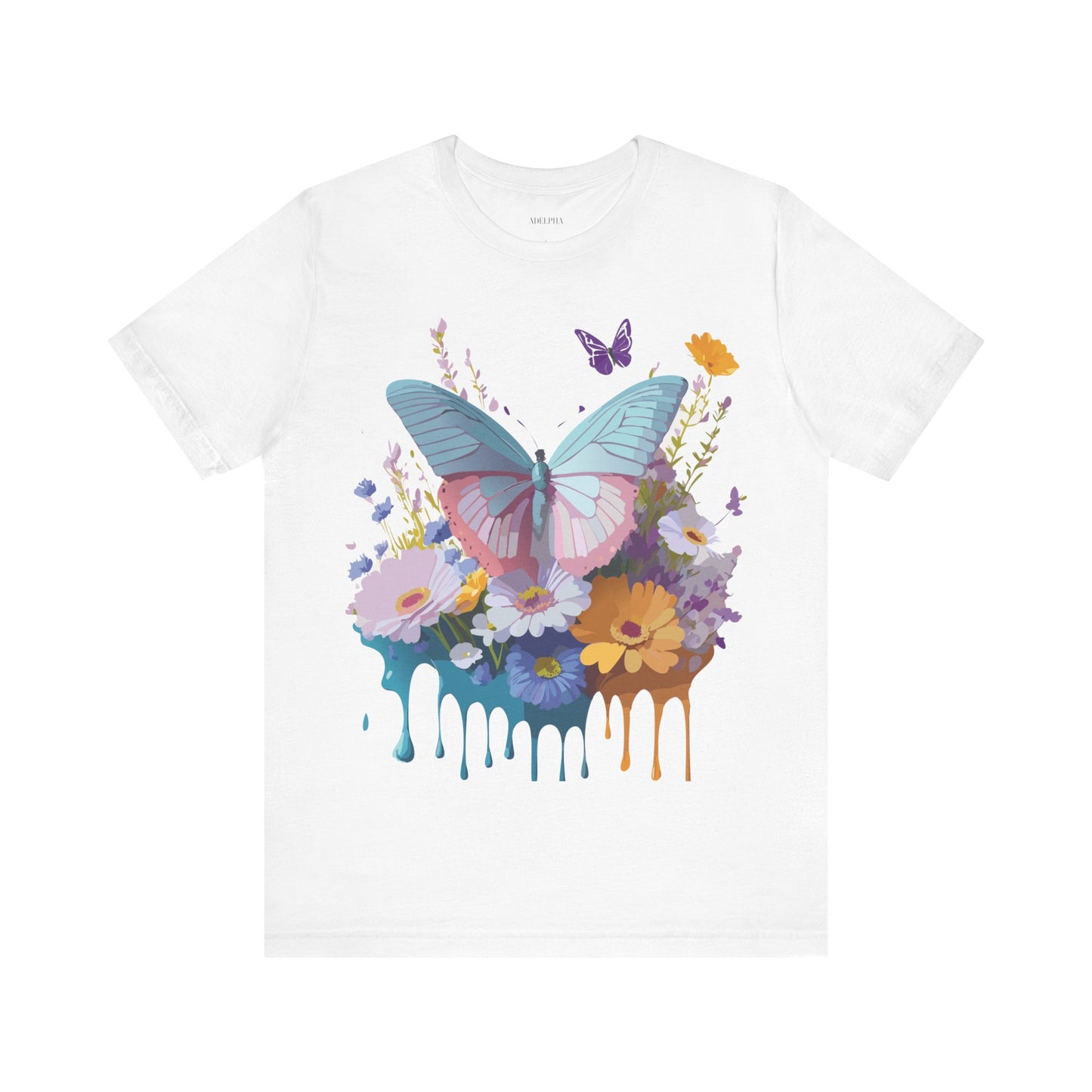 Natural Cotton Tee Shirt with Butterfly