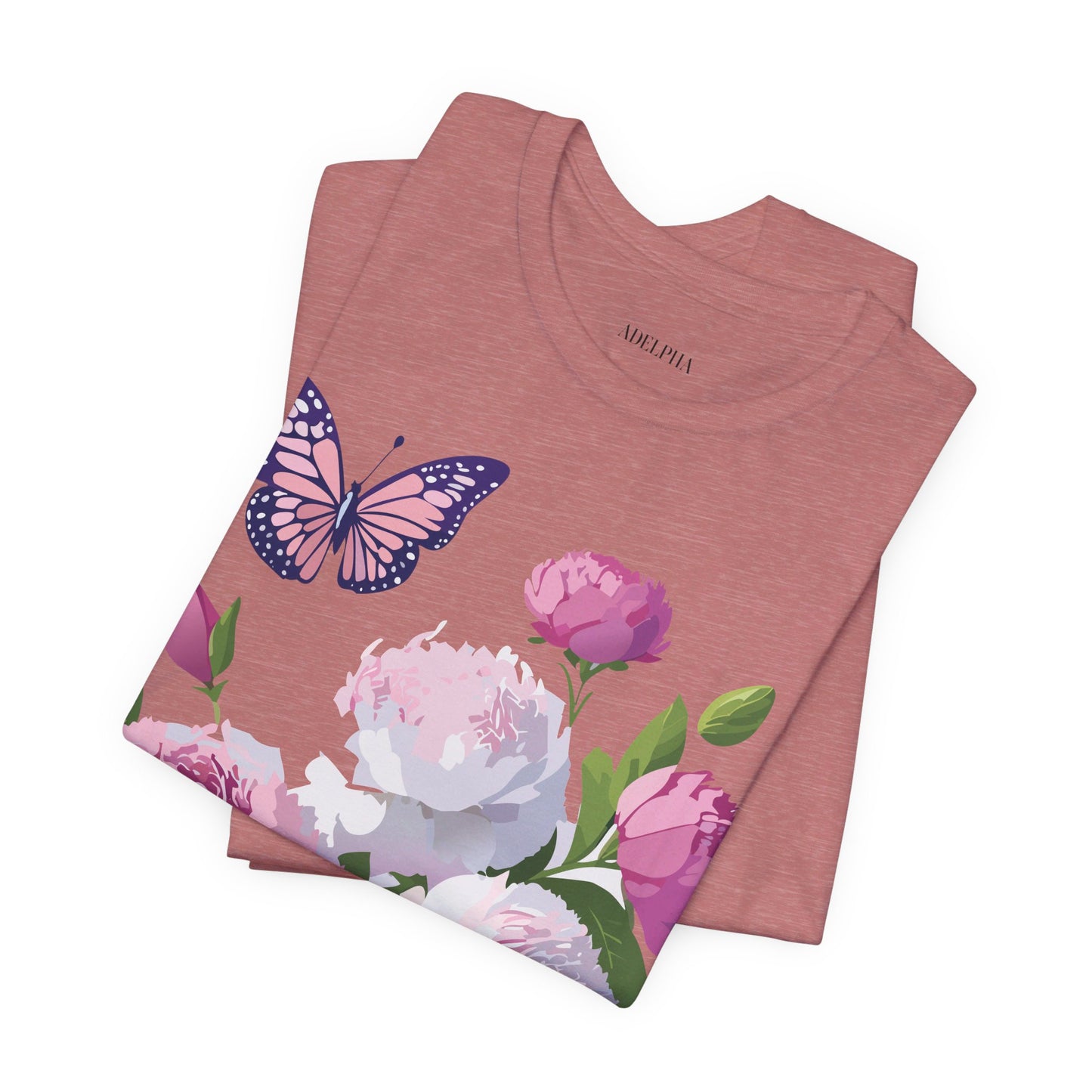 Natural Cotton Tee Shirt with Flowers