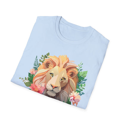 Gildan Unisex Lion Shirt Floral Lion Tee Animal Print Softstyle Tee