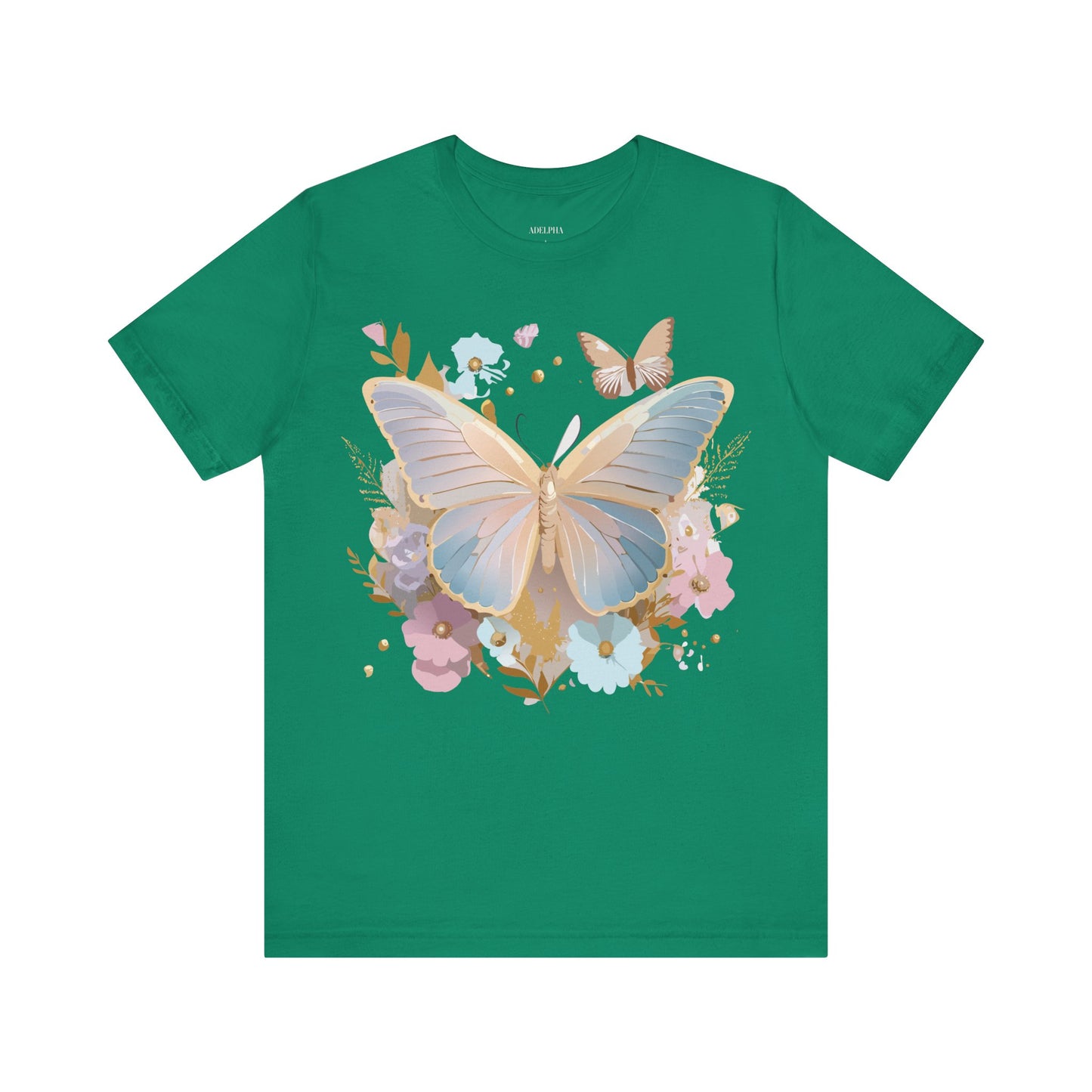 Natural Cotton Tee Shirt with Butterfly