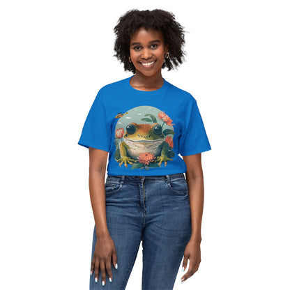 Vintage Frog Art T Shirt With Floral Full Color Print Unisex Tee