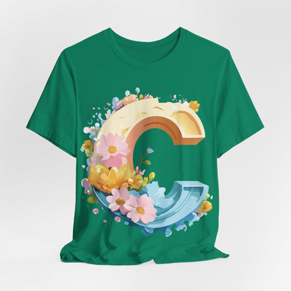 Natural Cotton Tee Shirt - Letters Collection - C Printify