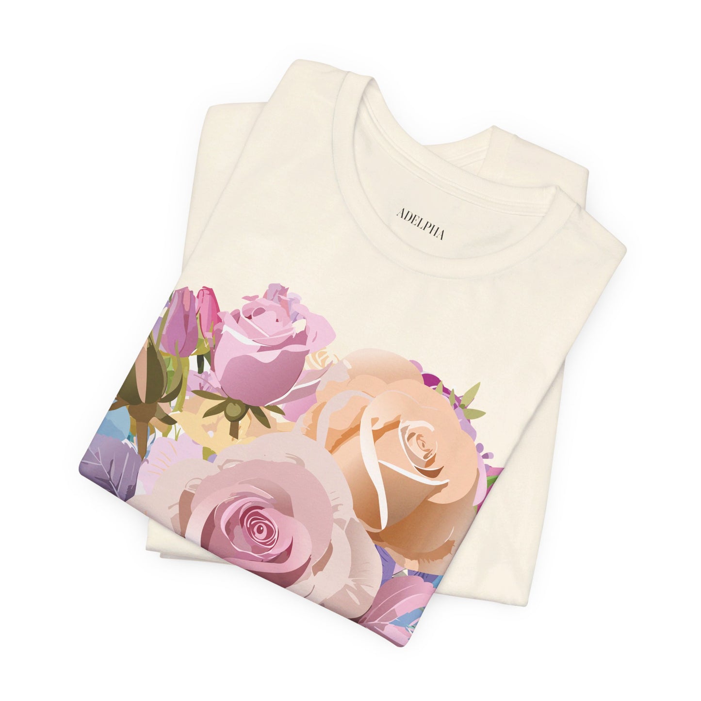 T-shirt en coton naturel avec fleurs