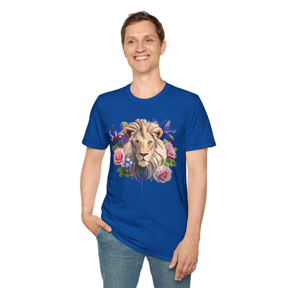 Unisex Lion Shirt Floral Lion Tee Softstyle Gildan 64000 100 Percent Cotton