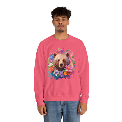Unisex Floral Bear Sweatshirt Art Design Animals Print Sweatshirt Collection