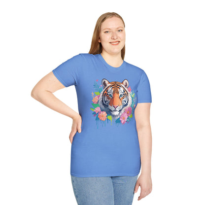 Tiger Themed Unisex Cotton Short Sleeve T Shirt Animal Print Tee