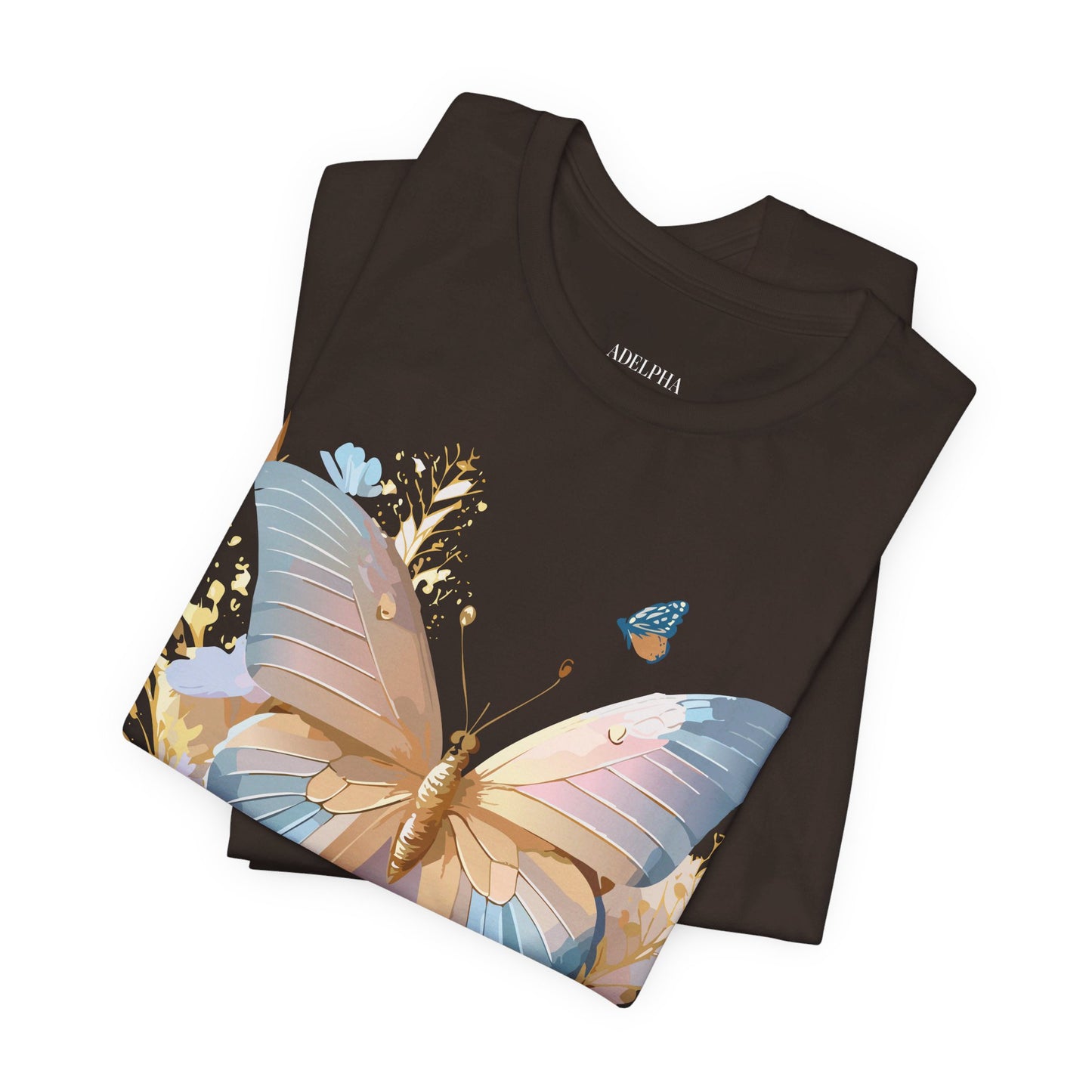 Natural Cotton Tee Shirt with Butterfly