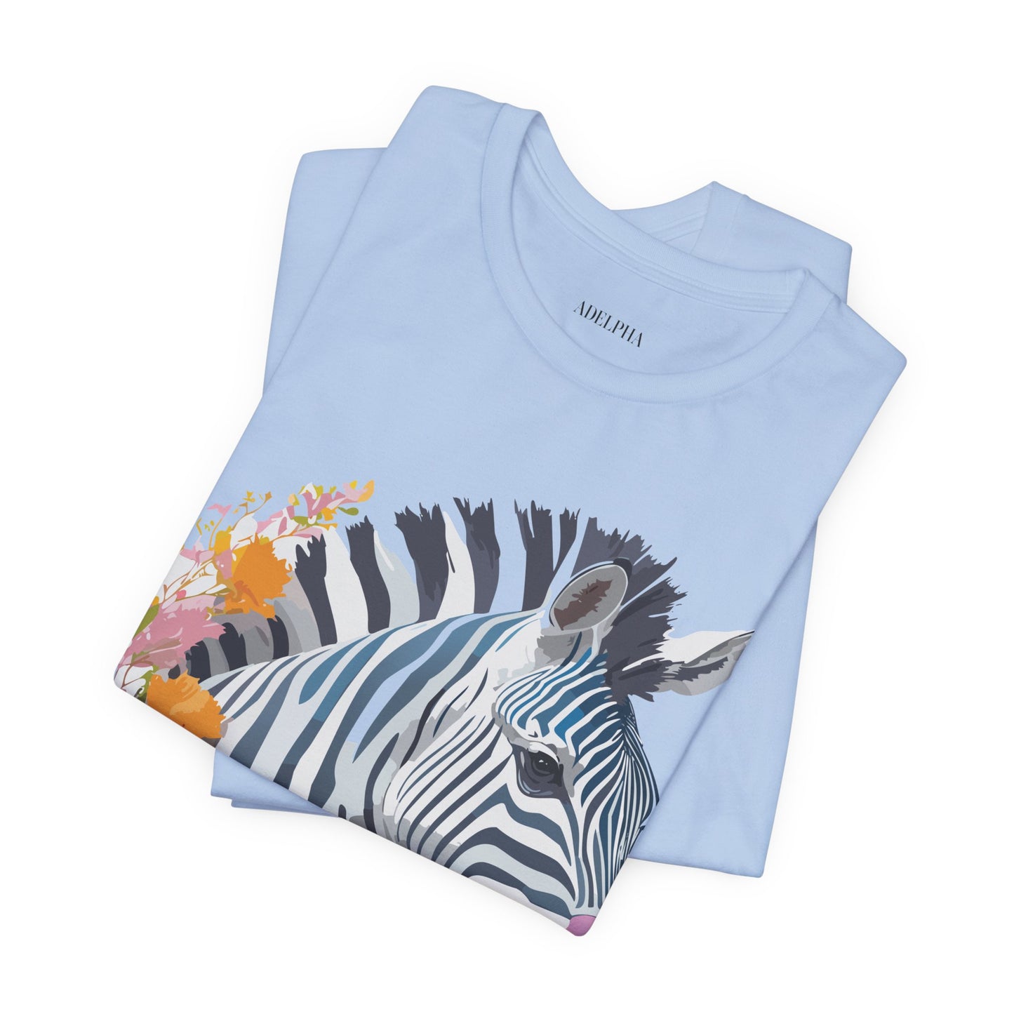 Natural Cotton Tee Shirt with Zebra